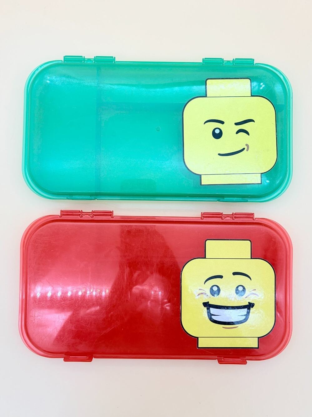 LEGO Minifigure Storage Case Lot 2 Red Green 499230 2011 Organizer Boxes